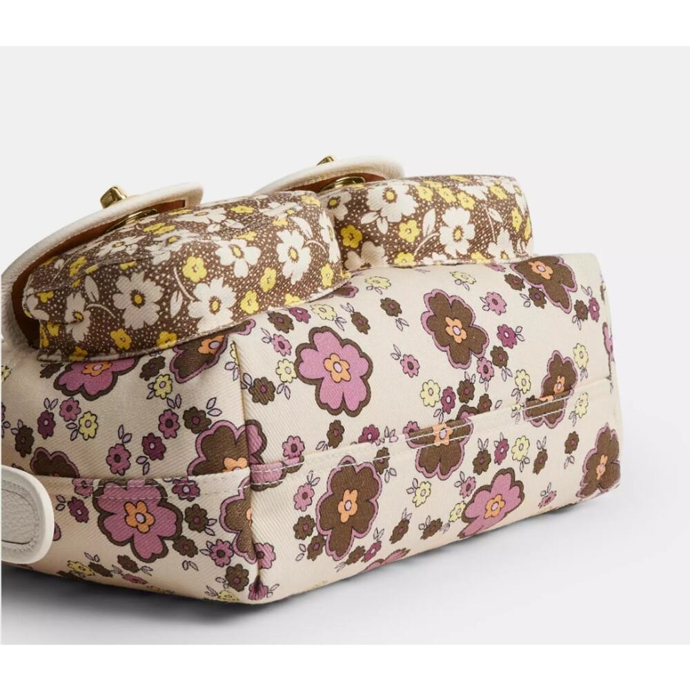 Coach Cargo Shoulder Bag With Floral Print CDW55 Chalk/Daisy - Picture 14 of 15